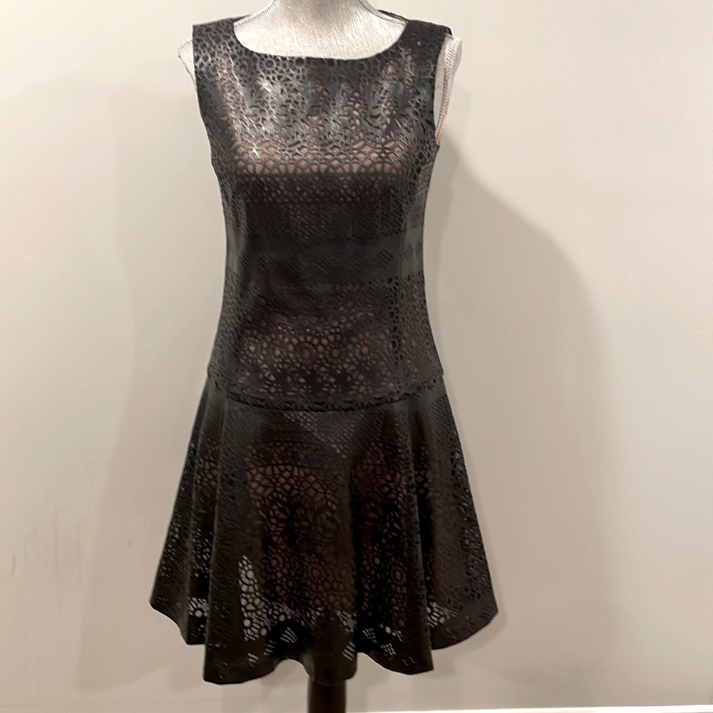 Nanette Lepore laser cut faux leather Dress